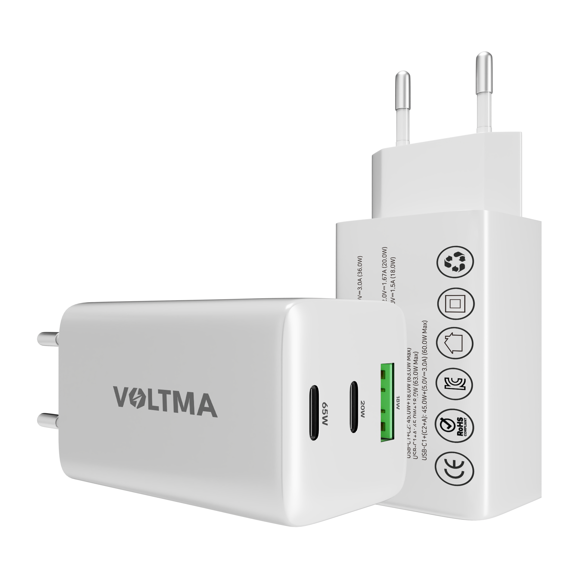 Voltma Centrale Électrique 65W 3 Ports