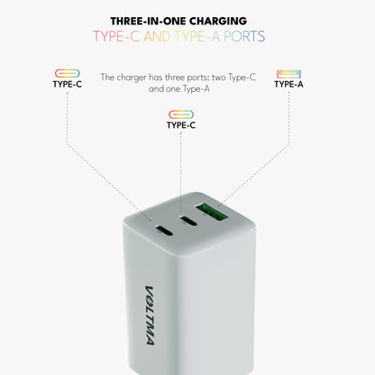 Voltma Centrale Électrique 65W 3 Ports